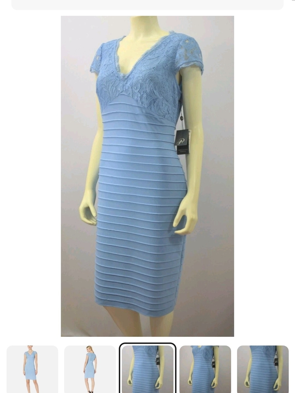Adrianna Papell Sky Blue Lace-Top Bandage Dress